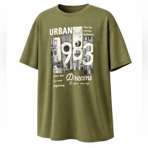 SHEIN Men's Medium Green Urban New York Graphic Short Sleeved T-Shirt NIB
